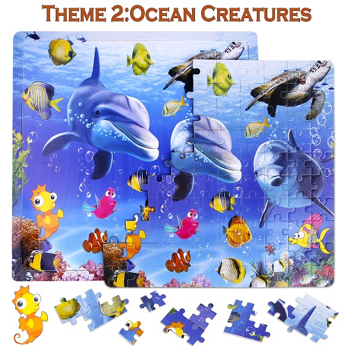 Puzzles for Kids Ages 3-8, 4 Pack Wooden Jigsaw Puzzles 100 Pieces