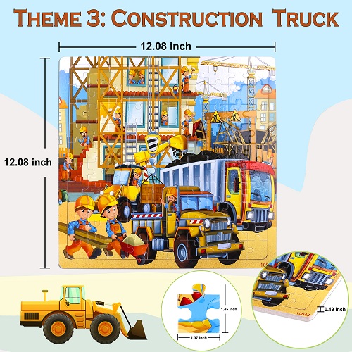 Puzzles for Kids Ages 3-8, 4 Pack Wooden Jigsaw Puzzles 100 Pieces