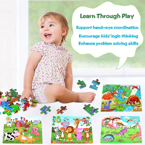 Puzzles for Kids Ages 3-8, 4 Pack Wooden Jigsaw Puzzles 60 Pieces