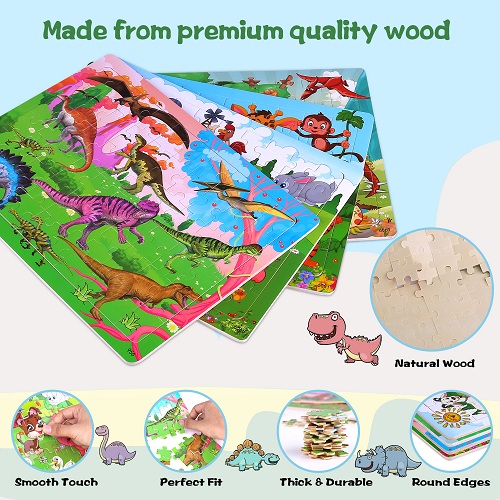 Puzzles for Kids Ages 3-8, 4 Pack Wooden Jigsaw Puzzles 60 Pieces