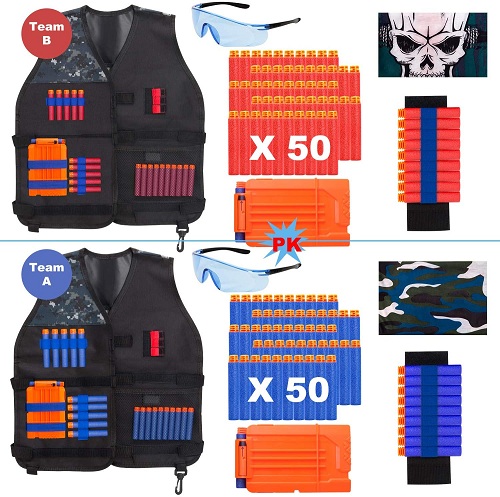 TEPSMIGO 2 Pack Tactical Jacket Vest Kit with 100 Pcs Refill Darts