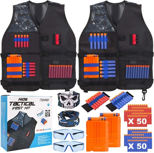 TEPSMIGO 2 Pack Tactical Jacket Vest Kit with 100 Pcs Refill Darts