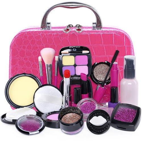 TEPSMIGO Pretend Makeup Kit for Girls,Kids Pretend Play Makeup Set 