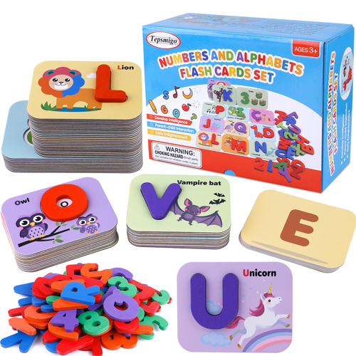 Alphabet Flash Cards Games with Wooden Number ABC Letters